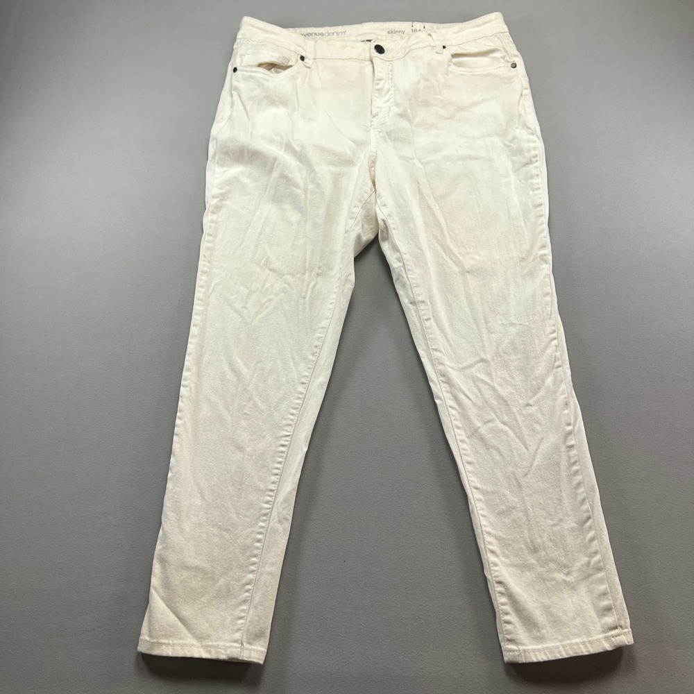Avenue Denim Skinny Jeans Womens 18A Beige Cotton Stretch High Rise Street Wear